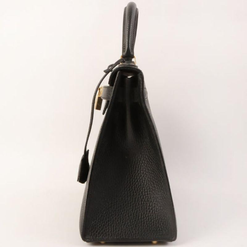 Hermes 1999 Made Kelly Top Handle Bag 28Cm Black 3