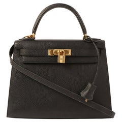 Vintage Hermes 1999 Made Kelly Top Handle Bag 28Cm Black