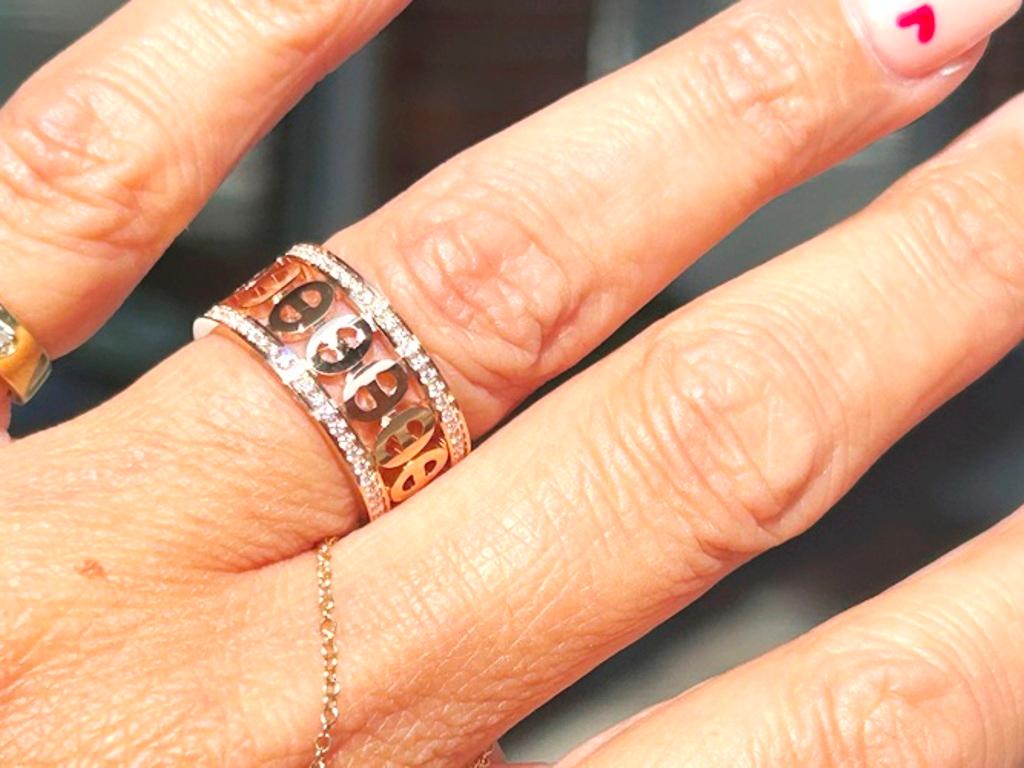 Taille ronde Bague Chaine d'Ancre Divine en or rose 1K d'Hermes 0,43 carats en vente