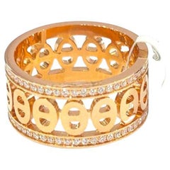 Hermes' 1K Rose Gold Chaine D'Ancre Divine Ring 0.43 Carats
