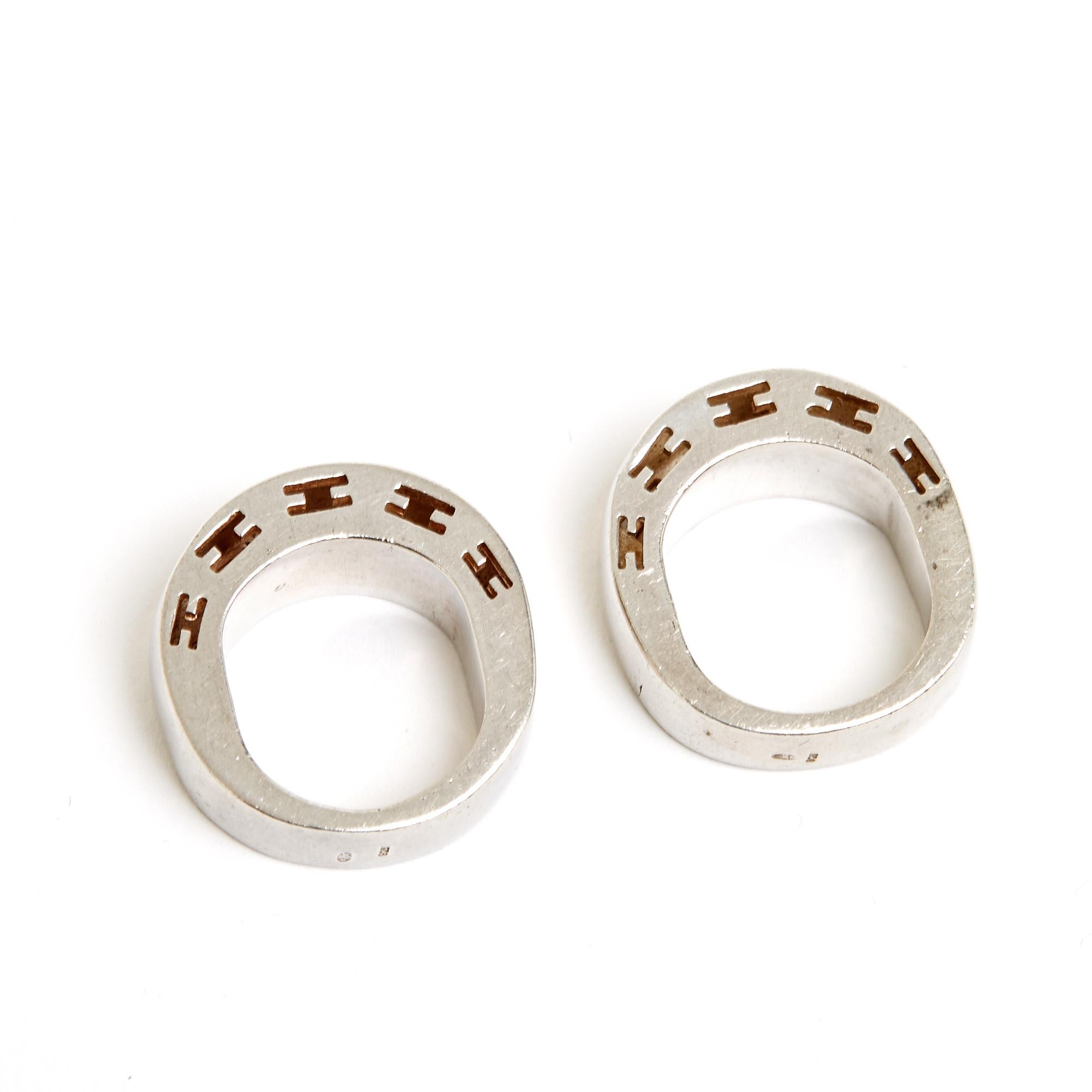 Women's or Men's Hermès 2 bagues Argent Clarté  T48 Silver Sterling Clarte  Ring x 2 US4.5 Hermes For Sale