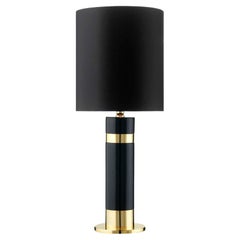 HERMES 2, lampada in ceramica smaltata nera e lavorata a mano in oro 24 carati