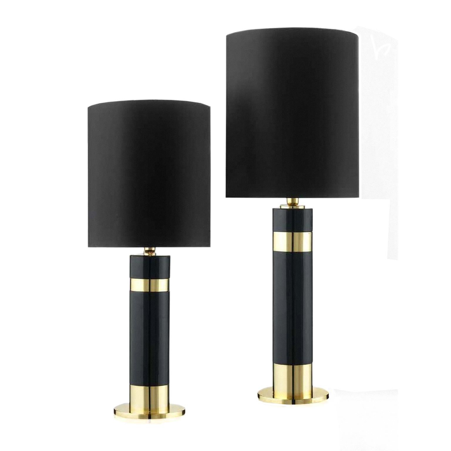 Hand-Crafted HERMES 2, Ceramic Lamp Black Glazed and Handcrafted in 24-Karat Gold For Sale