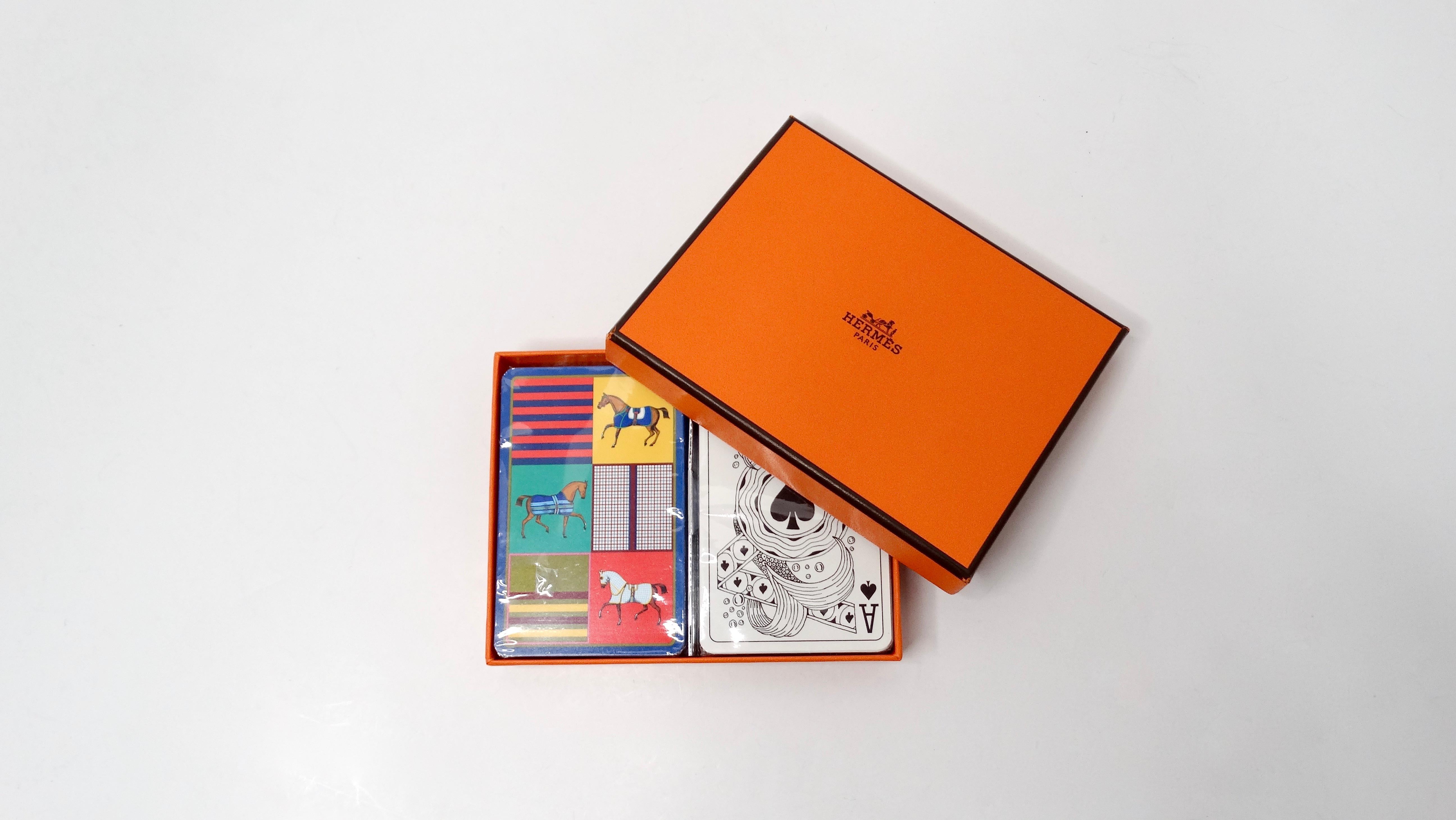Hermes 2-Deck Playing Card Box Set In Good Condition For Sale In Scottsdale, AZ