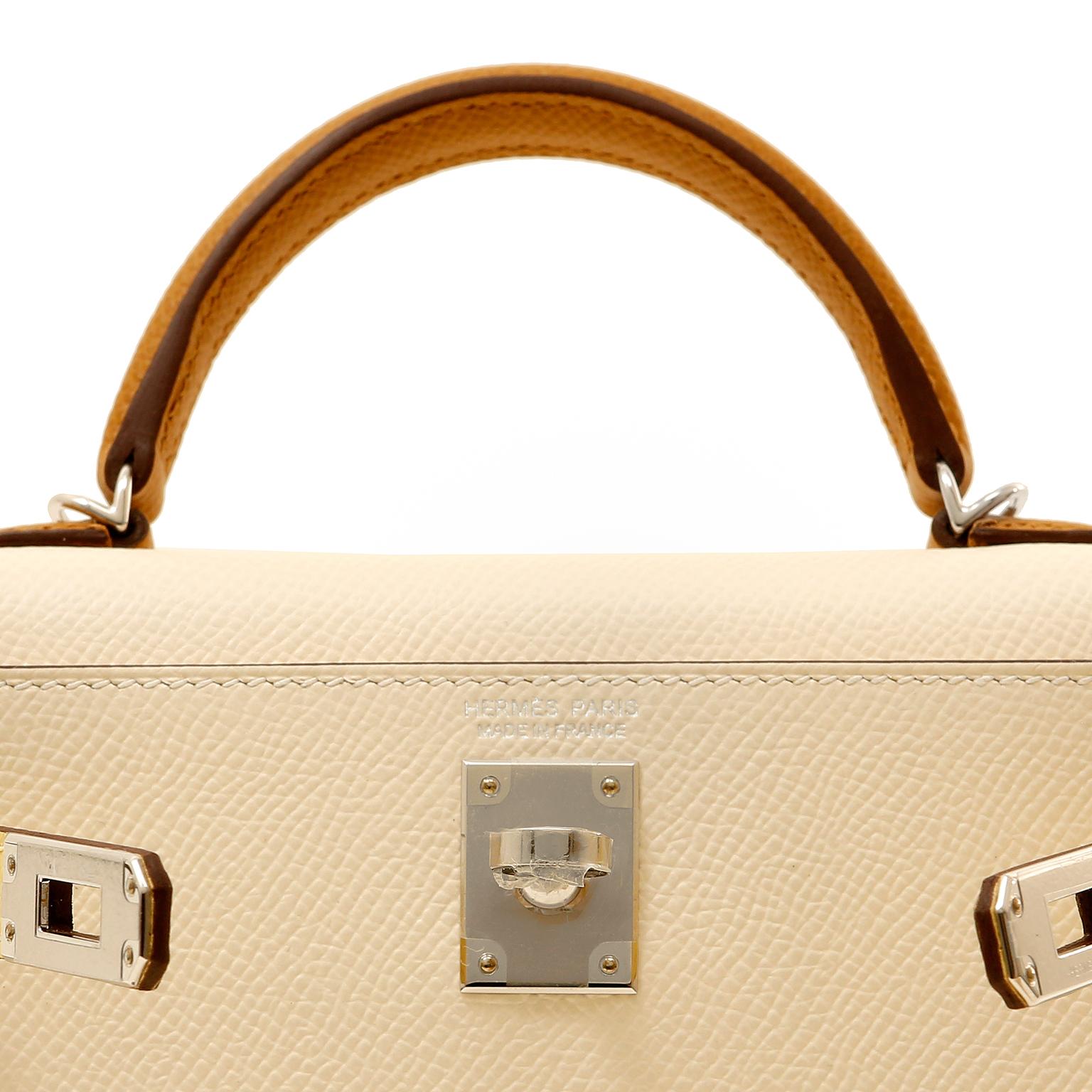 Women's Hermès 20 cm Epsom Mini Kelly Craie Jaune Gold with Palladium Special Edition