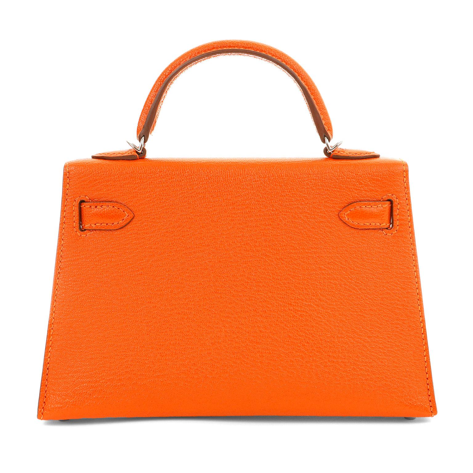Hermès 20 cm Orange Chevre Mini Kelly with Palladium For Sale at ...