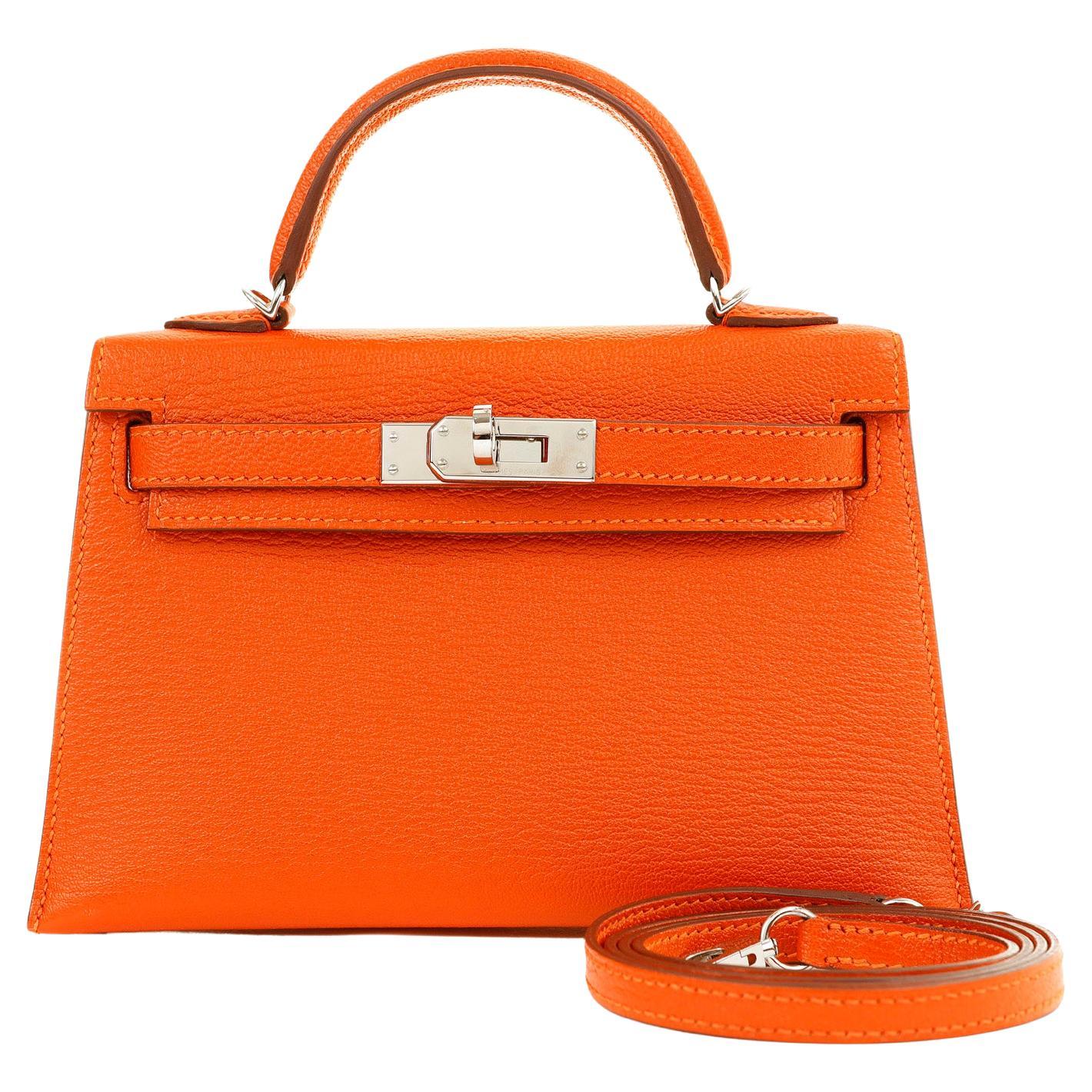  Hermès 20 cm Orange Chevre Mini Kelly with Palladium