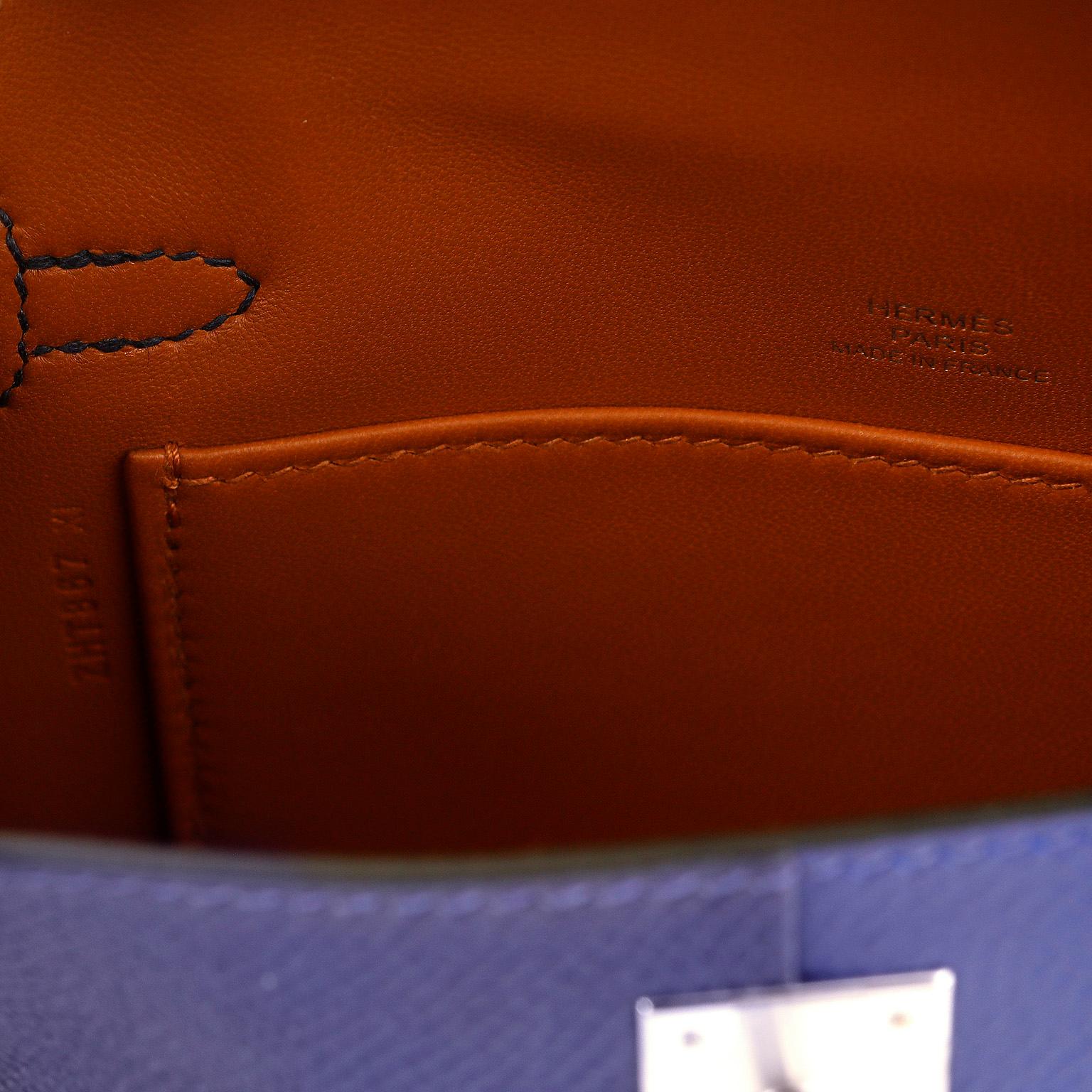 Hermès 20 cm Sonderausgabe Blau Bi Farbe Epsom Mini Kelly Damen im Angebot