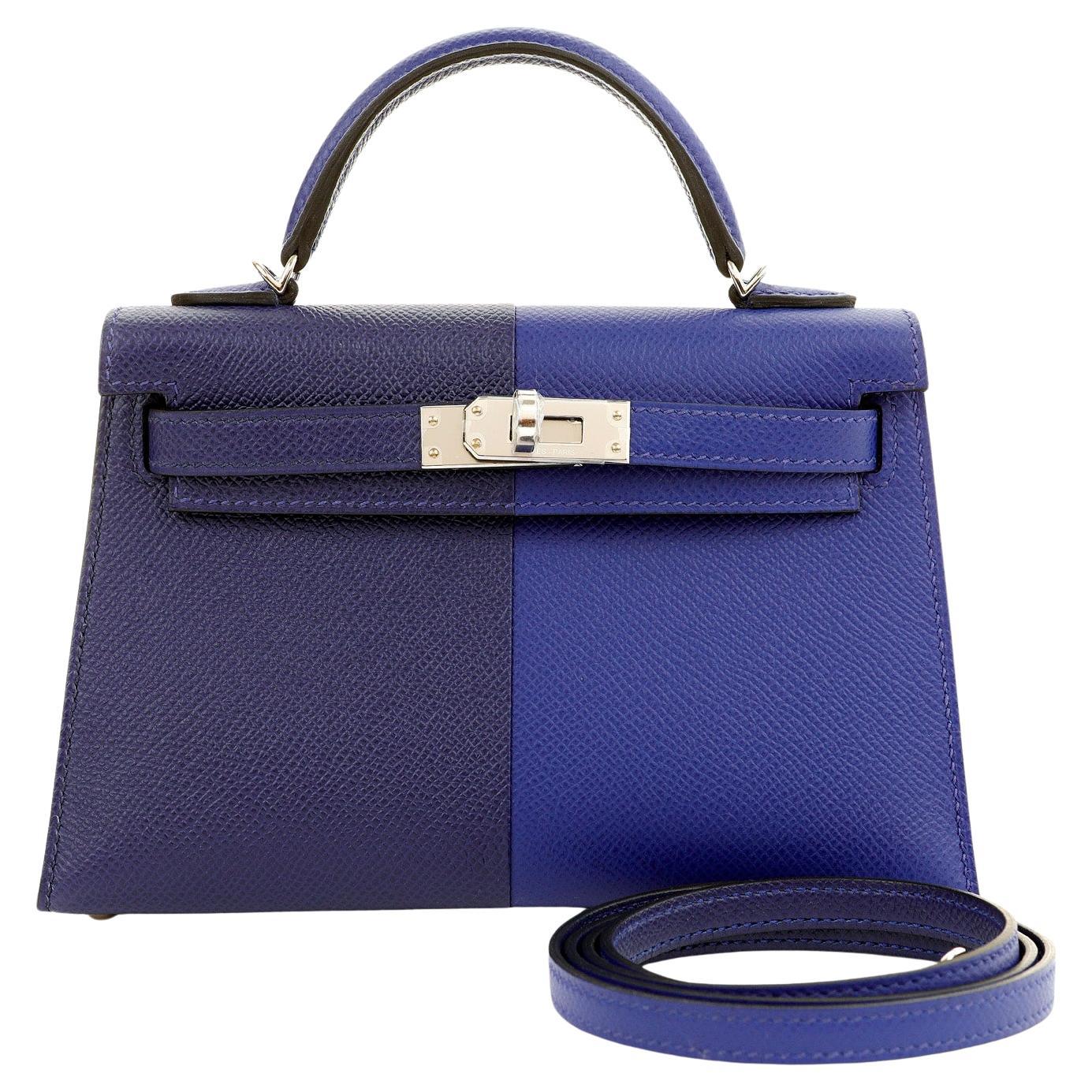 Hermès 20 cm Special Edition Blue Bi Color Epsom Mini Kelly