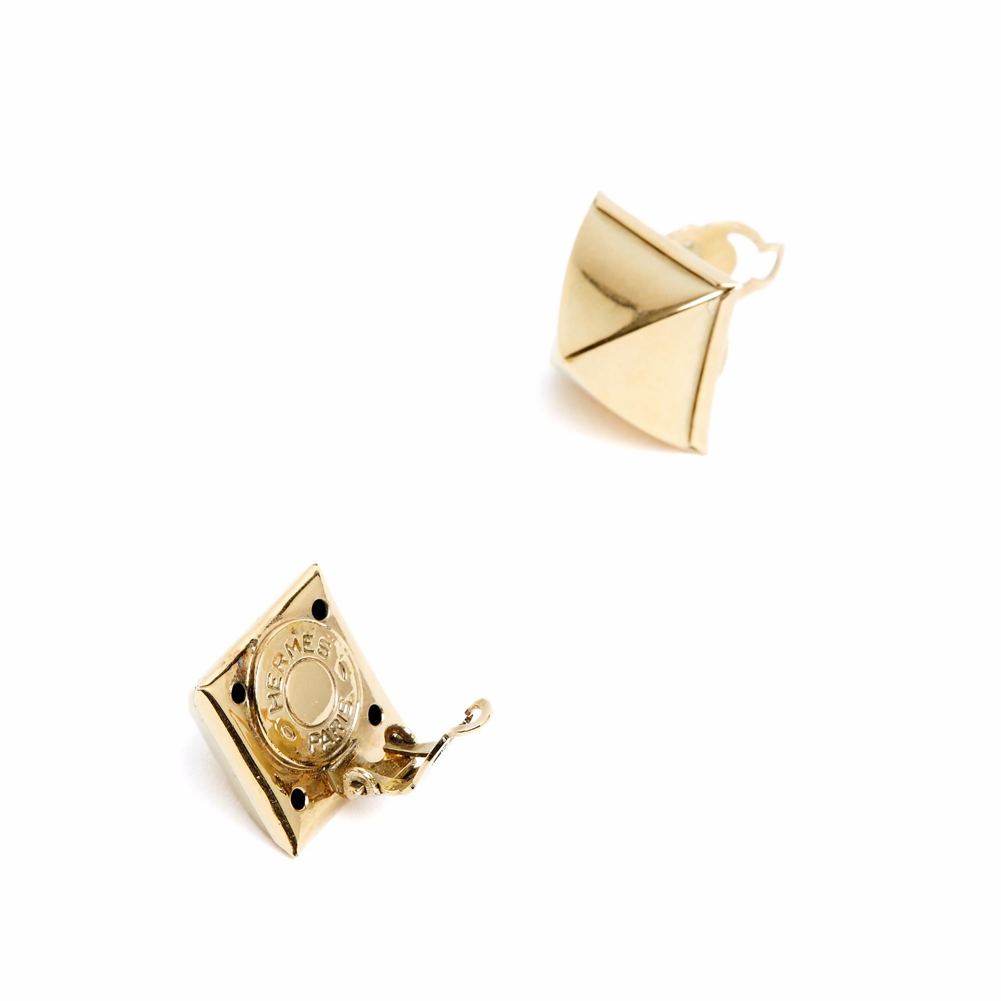 Hermès 2000 Boucles d'oreille Clips CDC Medor Golden Earrings Clips Hermes In Good Condition For Sale In PARIS, FR