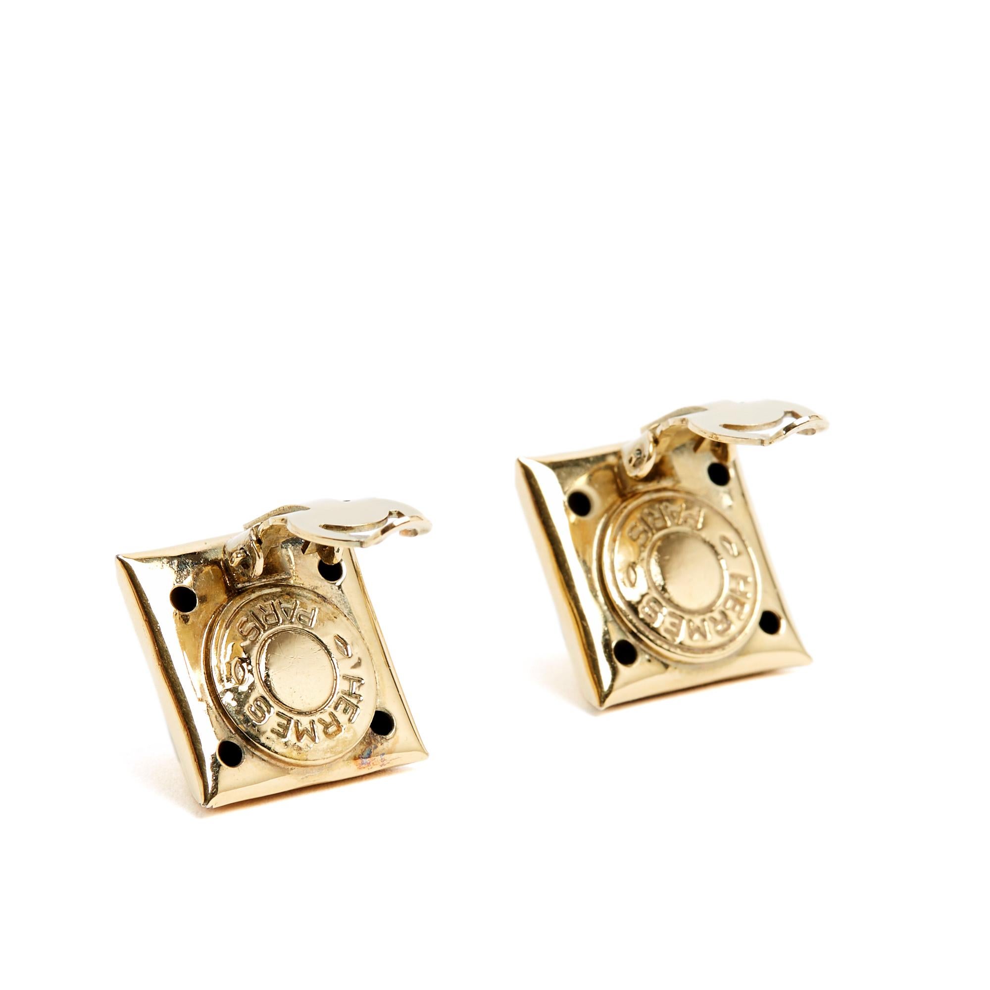 Women's or Men's Hermès 2000 Boucles d'oreille Clips CDC Medor Golden Earrings Clips Hermes For Sale