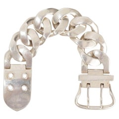 Hermes 2000's Boucle Sellier Buckle Chain Large TGM Bracelet in Sterling Silver