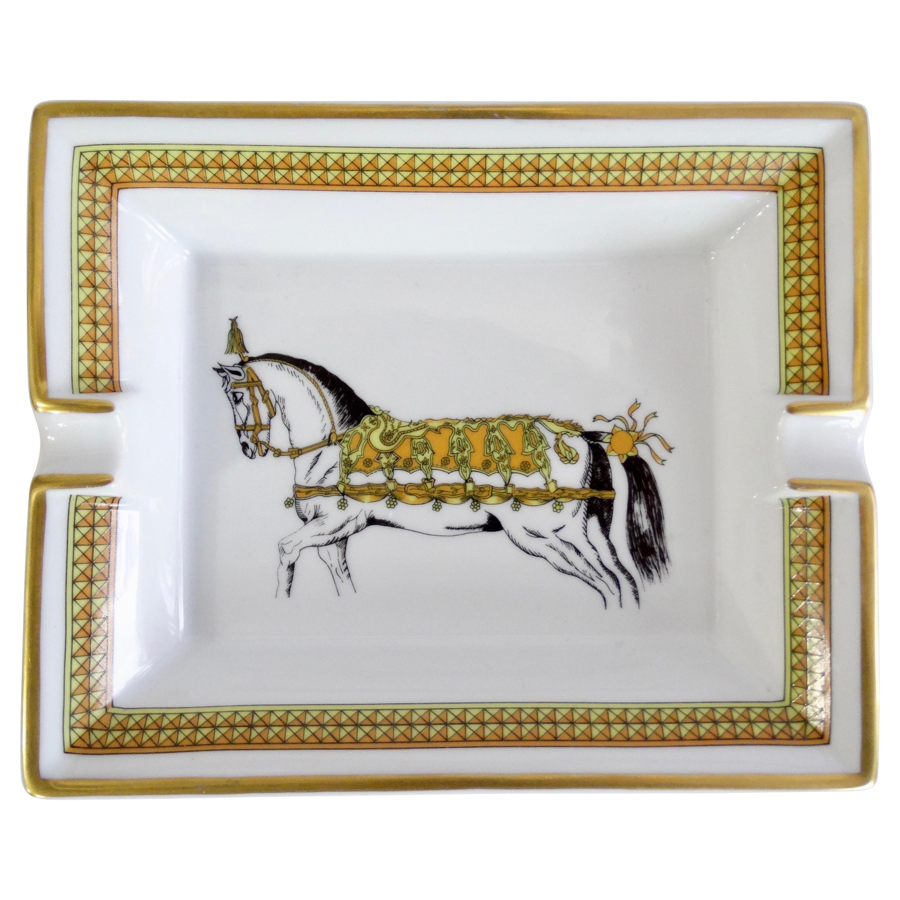 Hermés 2000s Decorated Cheval Horse Porcelain Tray