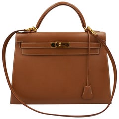 Hermes 2000's  Kelly 32 Handbag in brown Courchevel Leather