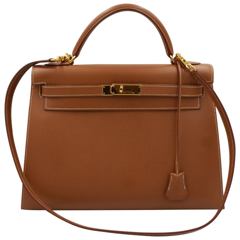 Hermes 2000's Kelly 32 Handbag in brown Courchevel Leather at 1stDibs
