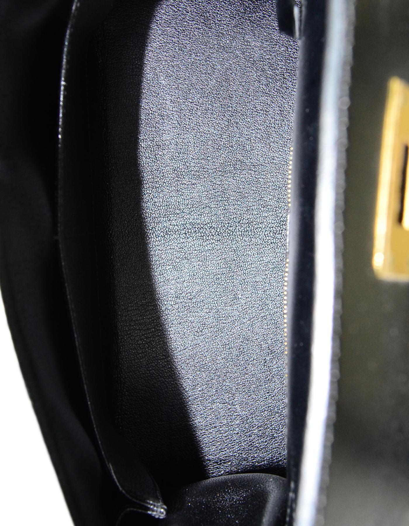 Hermes 2001 Black Box Leather 28cm Rigid Sellier Kelly Bag GHW 6