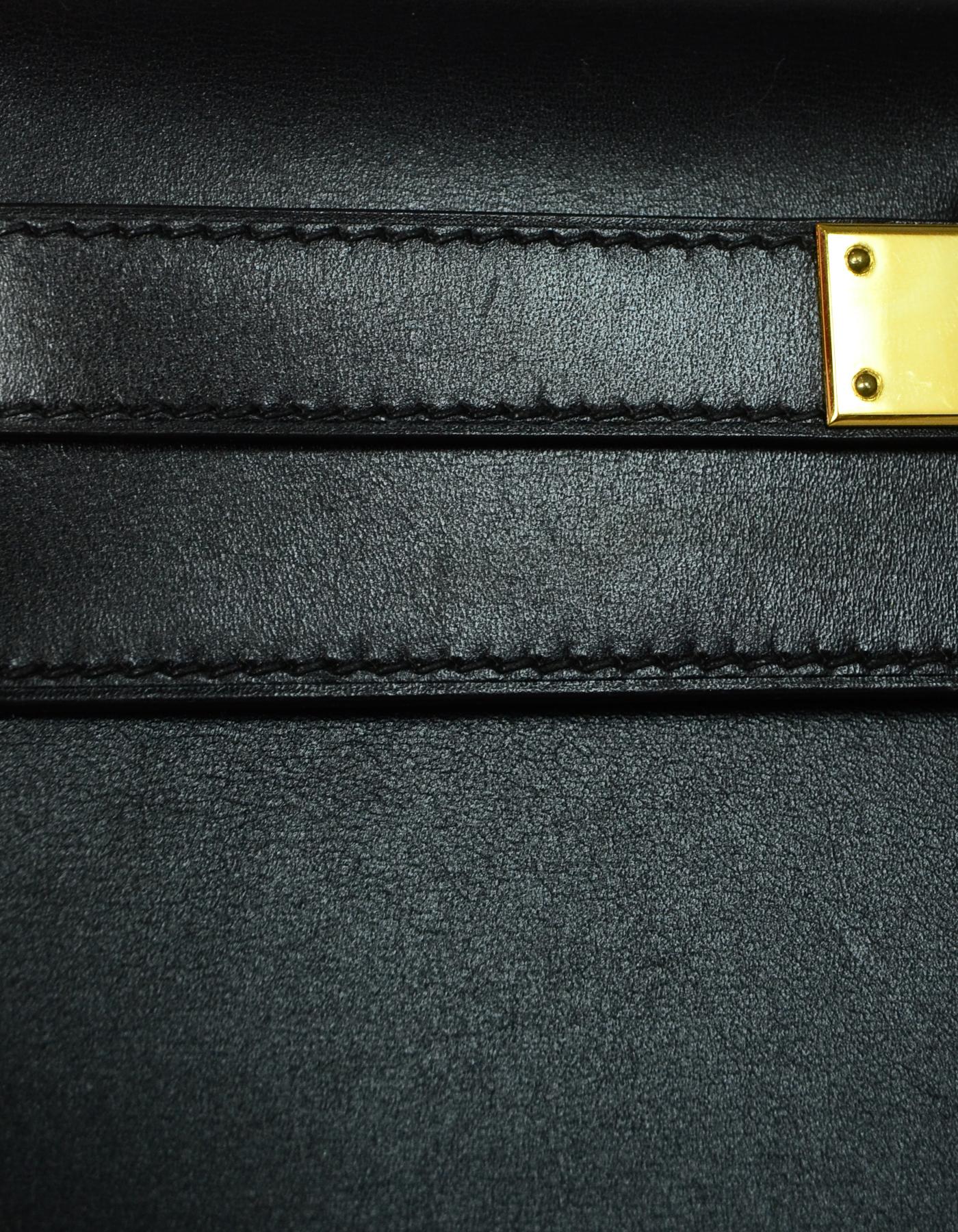 Hermes 2001 Black Box Leather 28cm Rigid Sellier Kelly Bag GHW 3