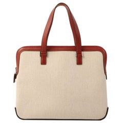Hermes 2001 Made Escapada Natural/Rouge Top Handle Bag Vif