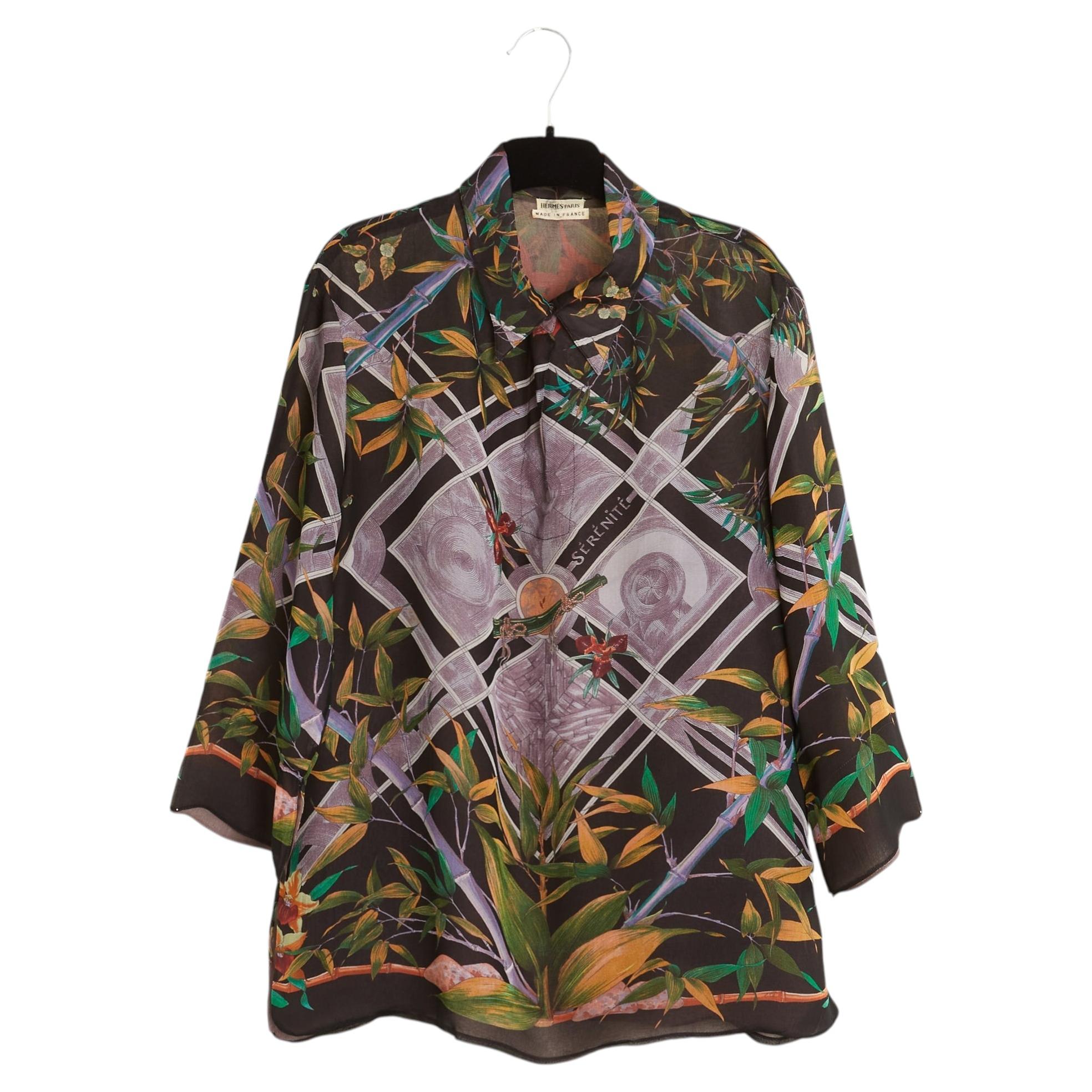 Hermès 2001 Top Soie Serenite FR40 Blusa de seda de Margiela UK12 US10 Hermes