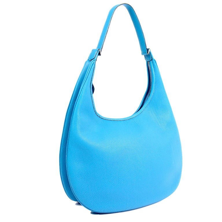 Hermes 2002 Gao Bag Blue Togo Leather Hobo Style Handbag at 1stDibs