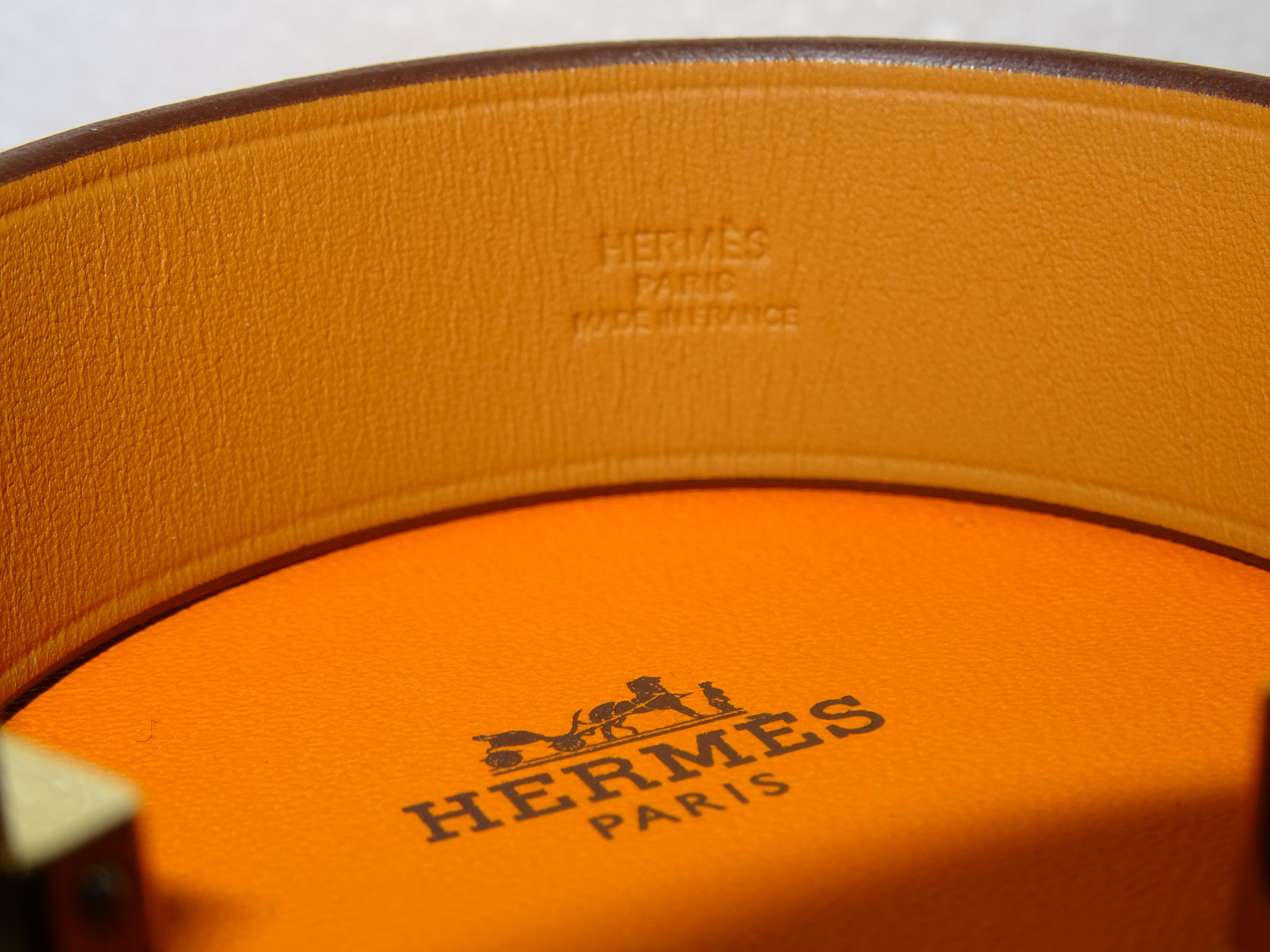 Hermes 2002 Model French Mink Leather and Metal Gold Plating Bracelet 5