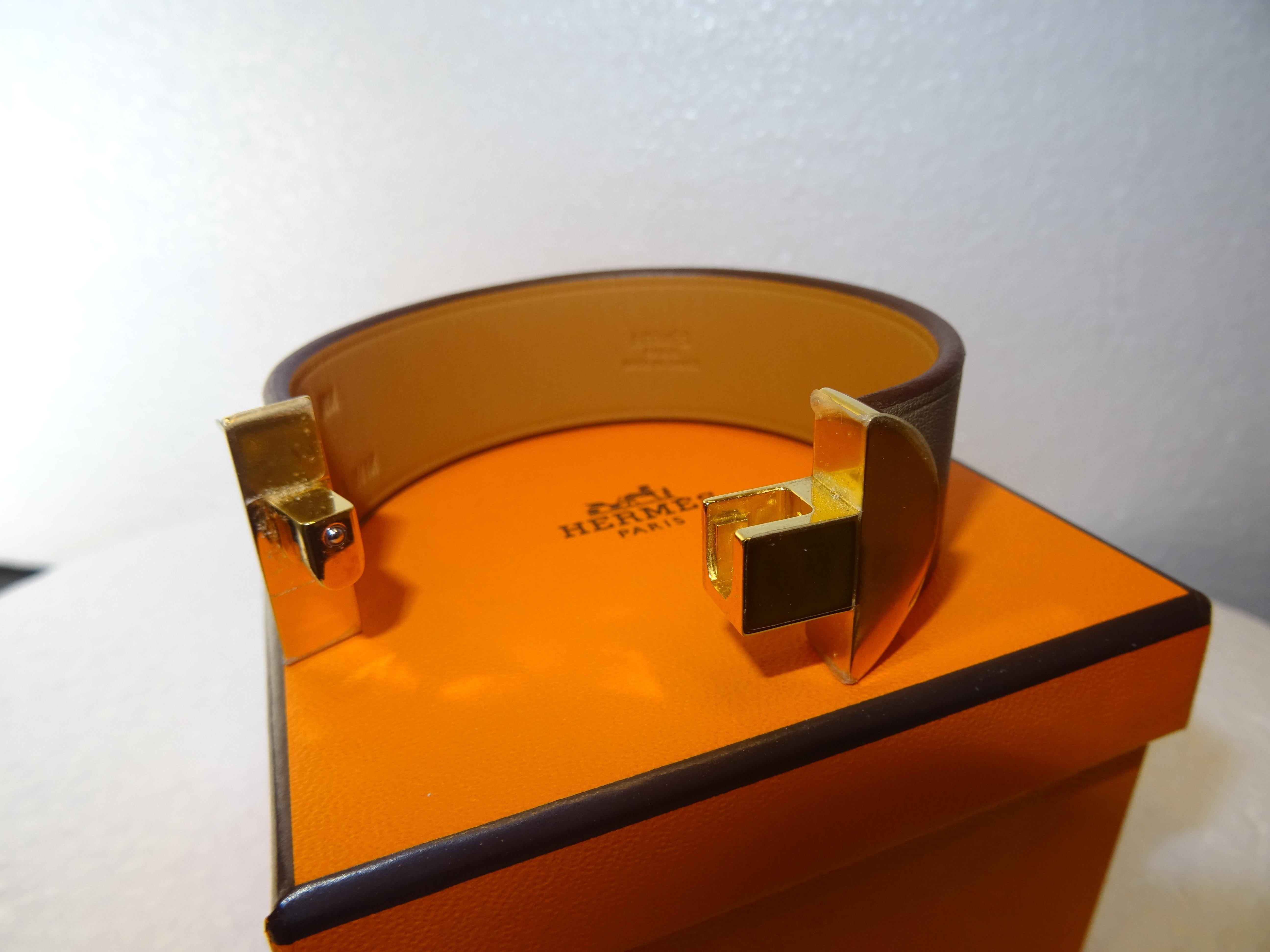 Hermes 2002 Model French Mink Leather and Metal Gold Plating Bracelet 6
