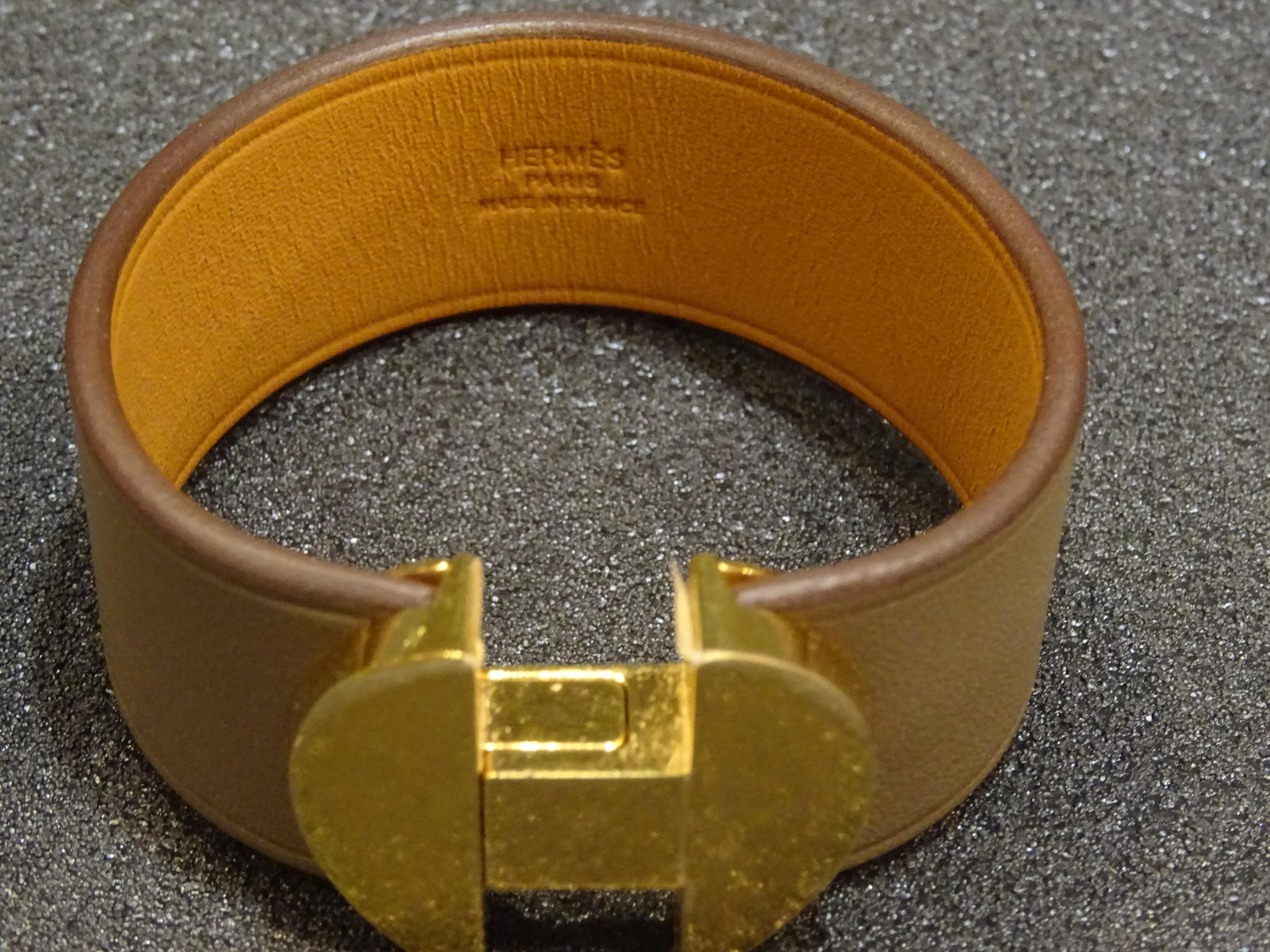 Hermes 2002 Model French Mink Leather and Metal Gold Plating Bracelet 7