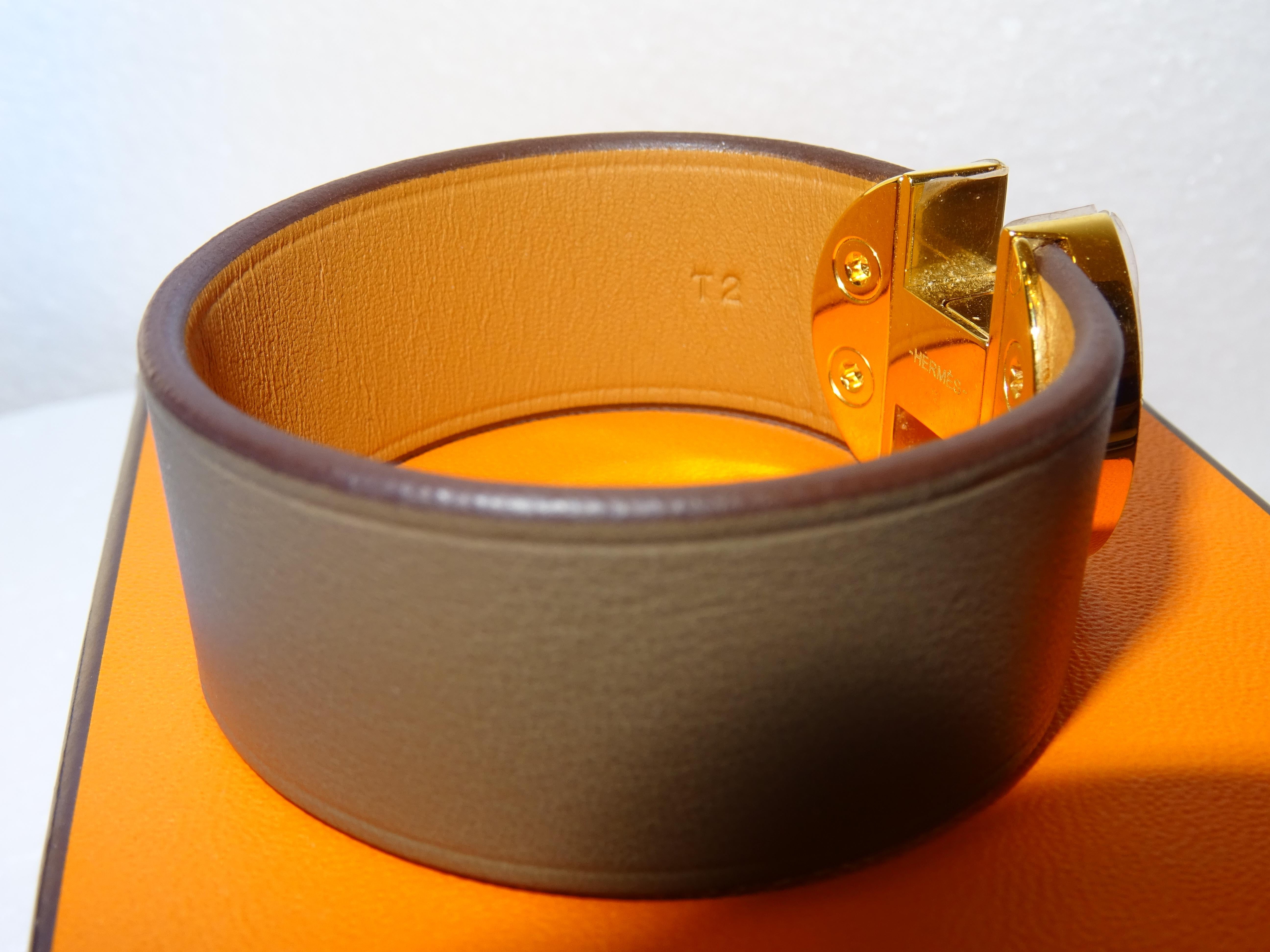 Hermes 2002 Model French Mink Leather and Metal Gold Plating Bracelet 1