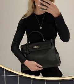 Hermès 2003, schwarze Vintage-Kelly 35 cm aus Togo-Leder, Modell „Sellier“