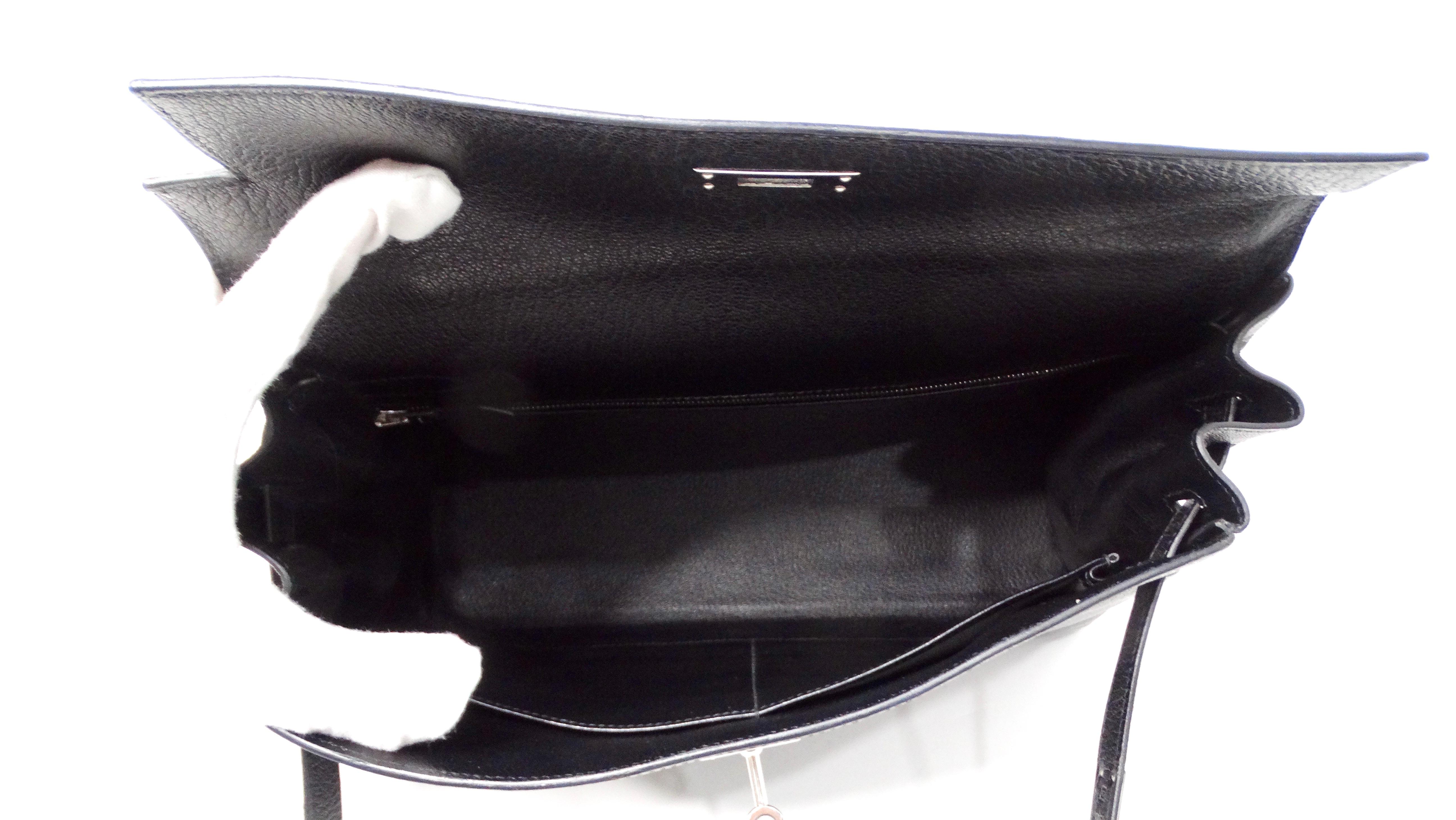 Hermes 2003 Kelly 32cm G Square Chèvre Coromandel Leather Palladium Hardware For Sale 5