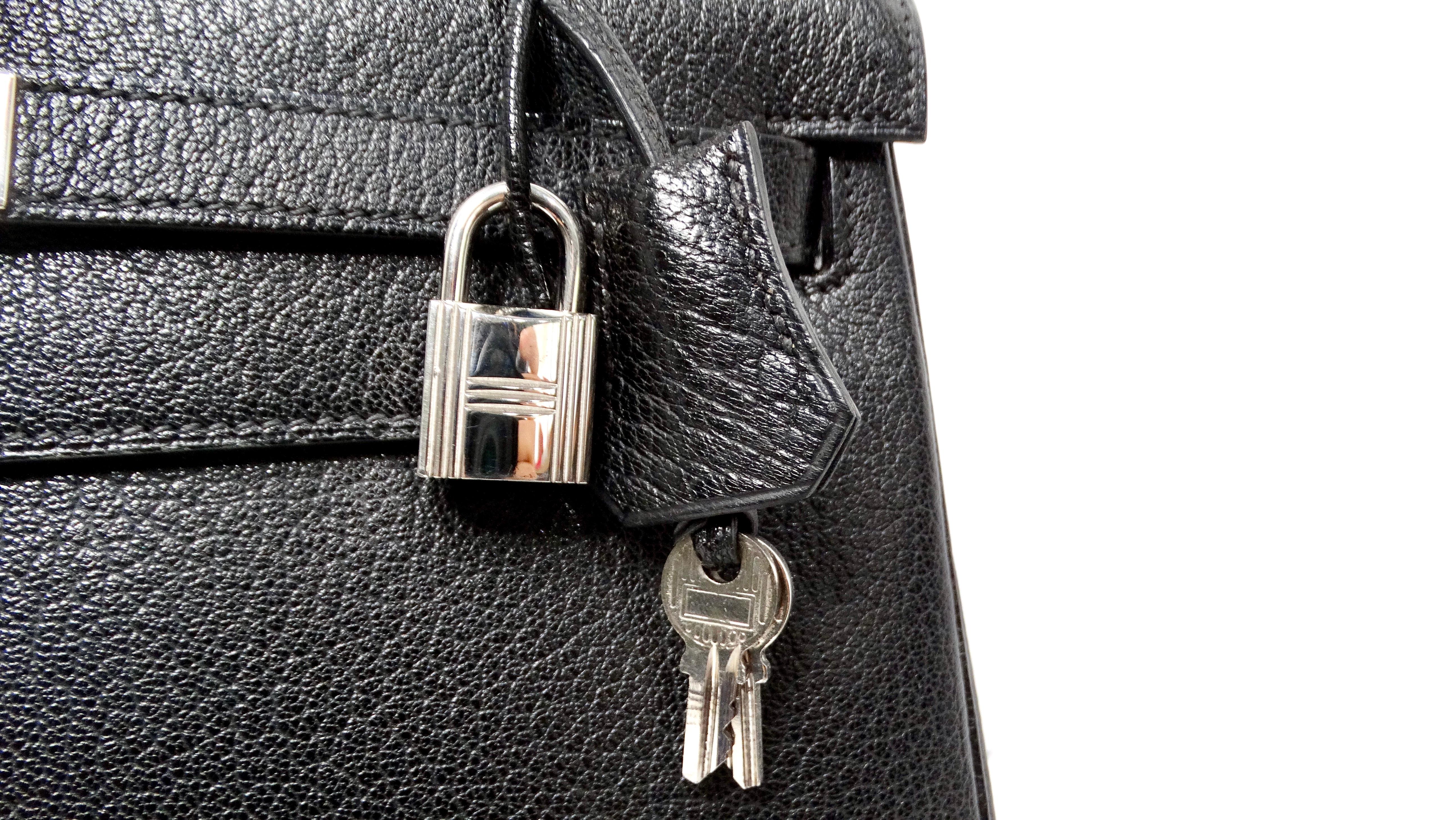 Women's or Men's Hermes 2003 Kelly 32cm G Square Chèvre Coromandel Leather Palladium Hardware For Sale