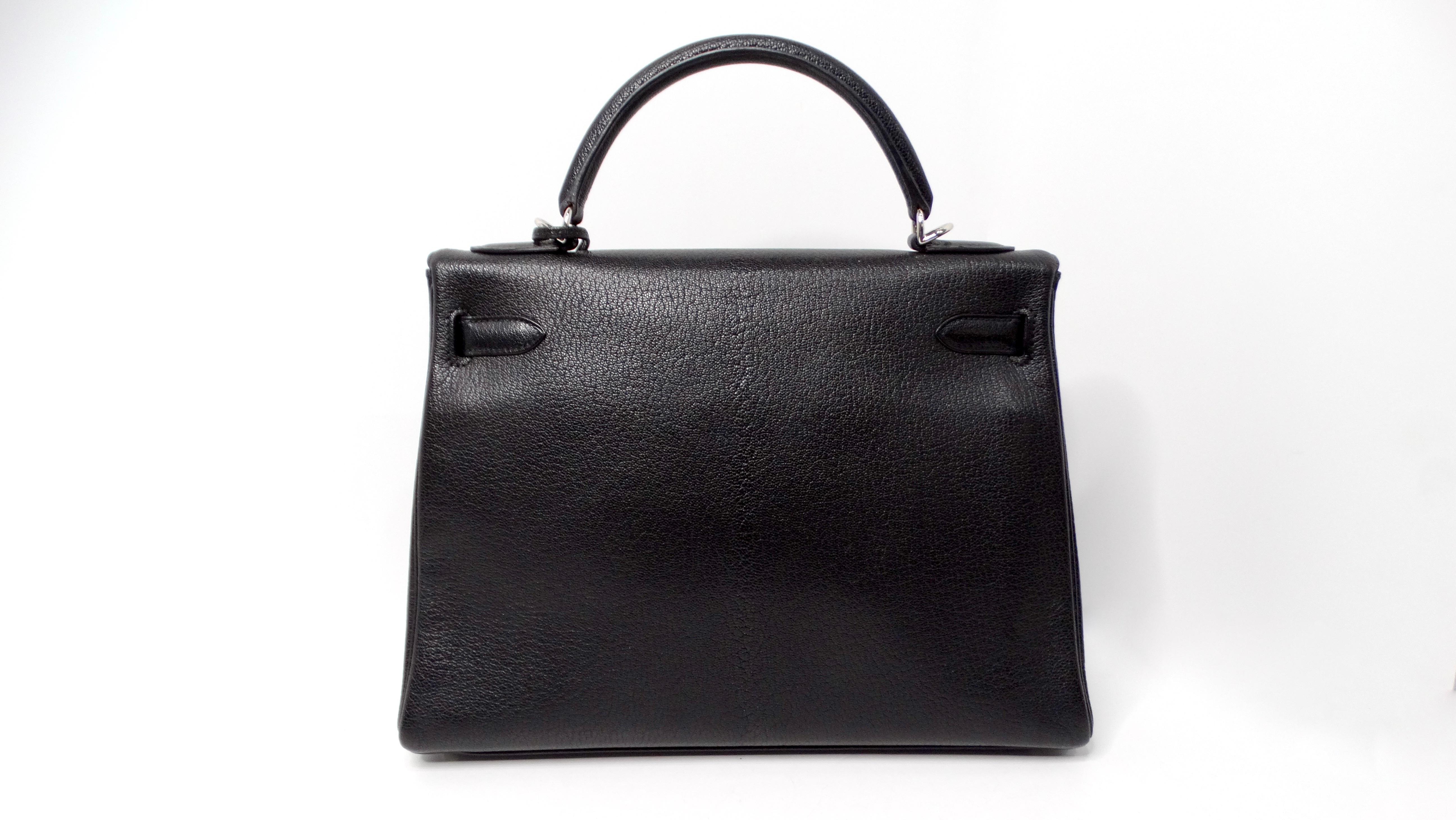 Hermes 2003 Kelly 32cm G Square Chèvre Coromandel Leather Palladium Hardware For Sale 1