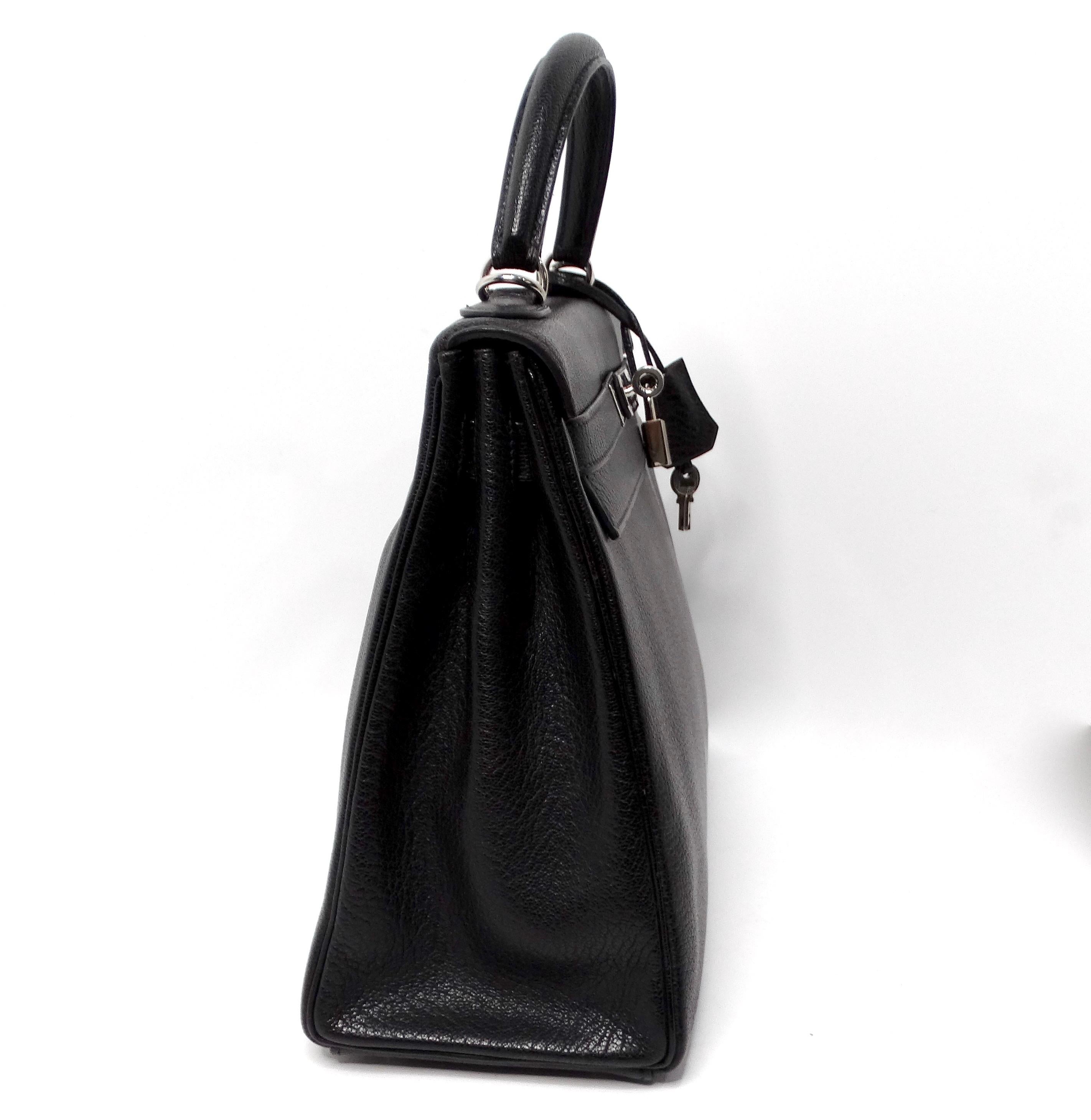 Hermes 2003 Kelly 32cm G Square Chèvre Coromandel Leather Palladium Hardware For Sale 2