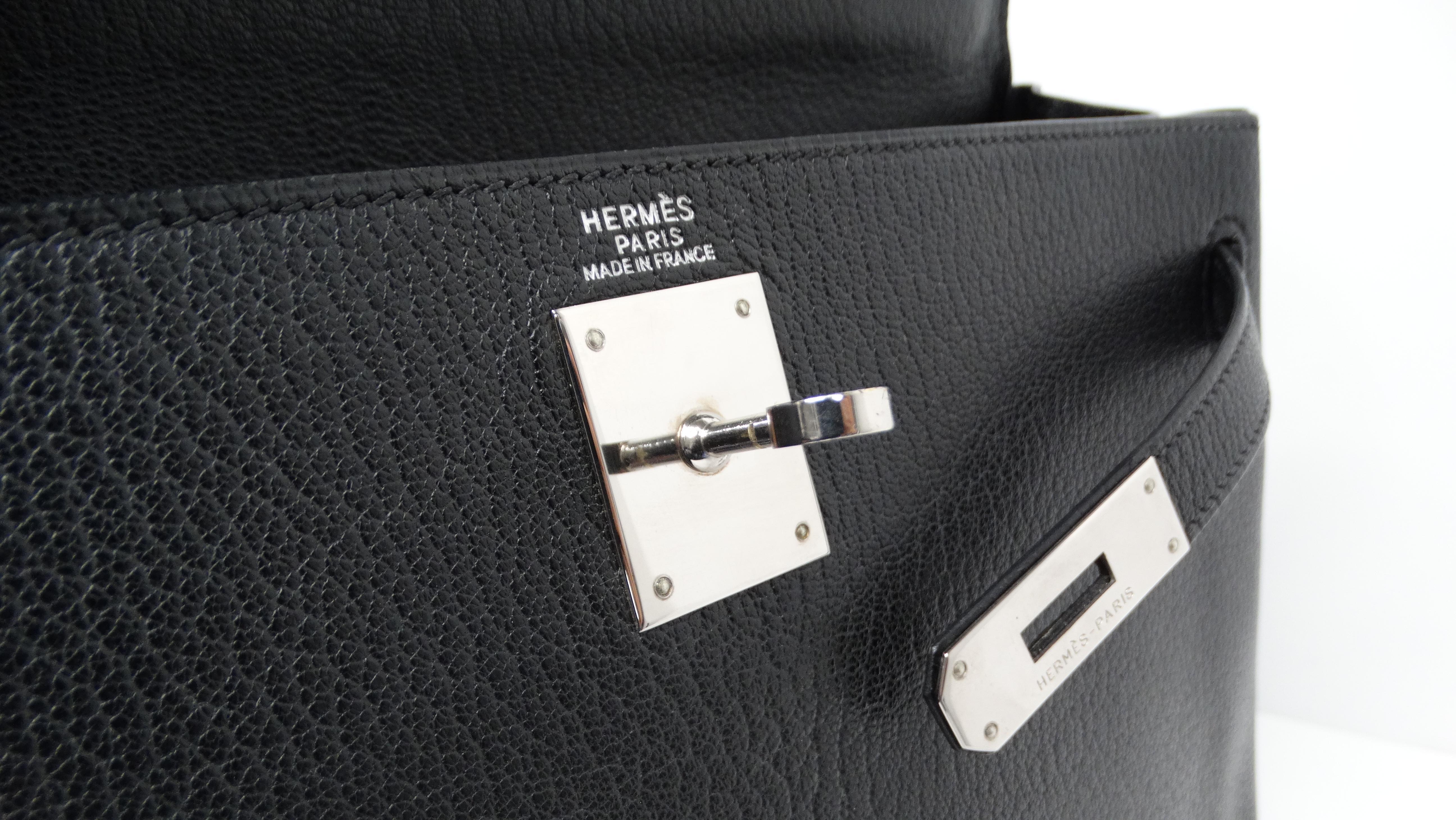 Hermes 2003 Kelly 32cm G Square Chèvre Coromandel Leather Palladium Hardware For Sale 4