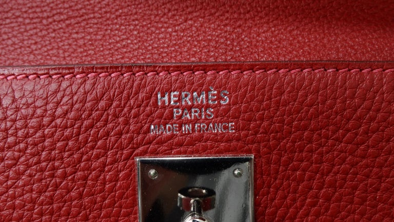 Hermes 35cm Rouge H Chevre Leather Retourne Kelly Bag with