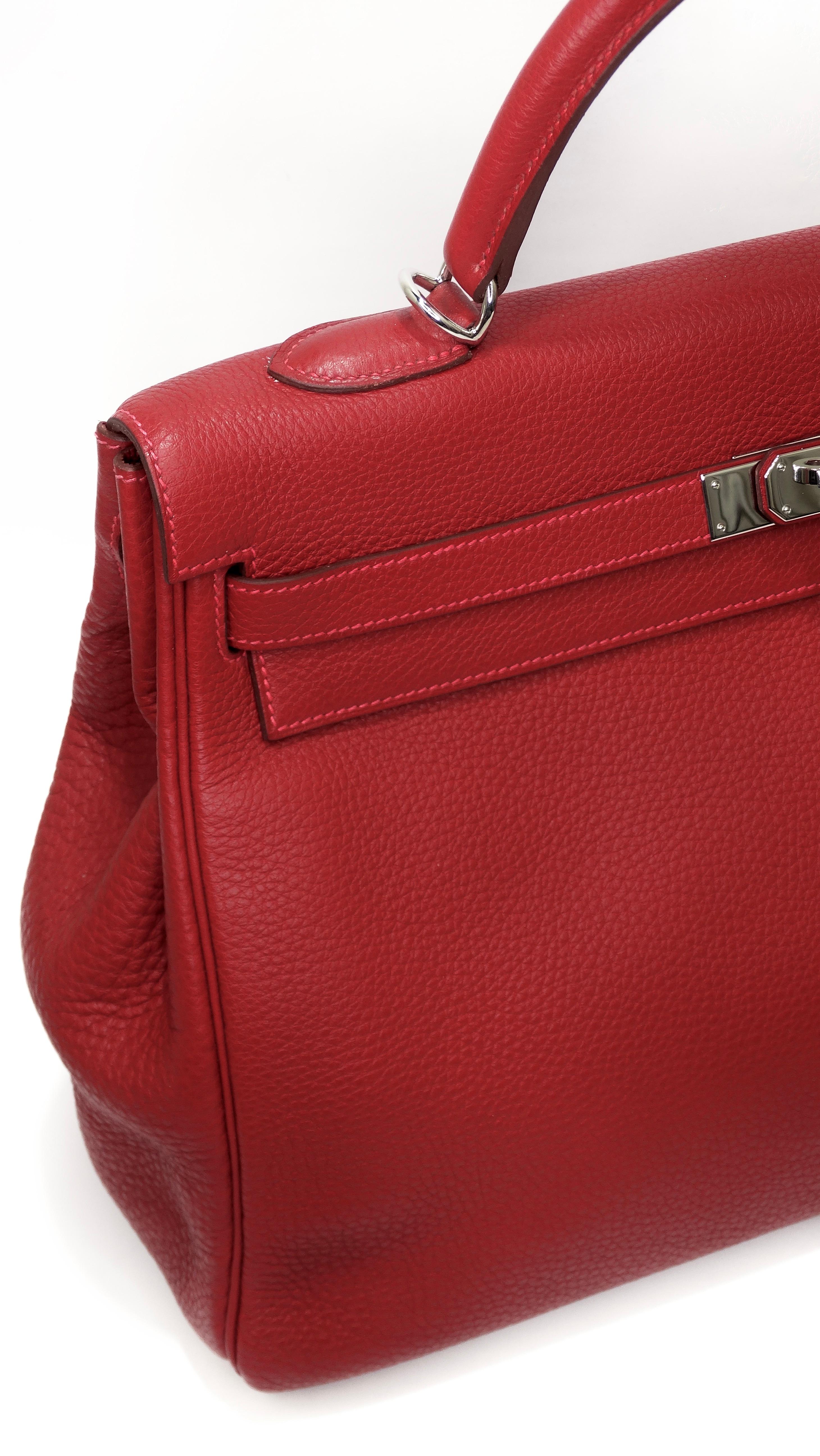 Hermés 2003 Kelly Retourne Rouge 35cm Hermes Togo Leather  7