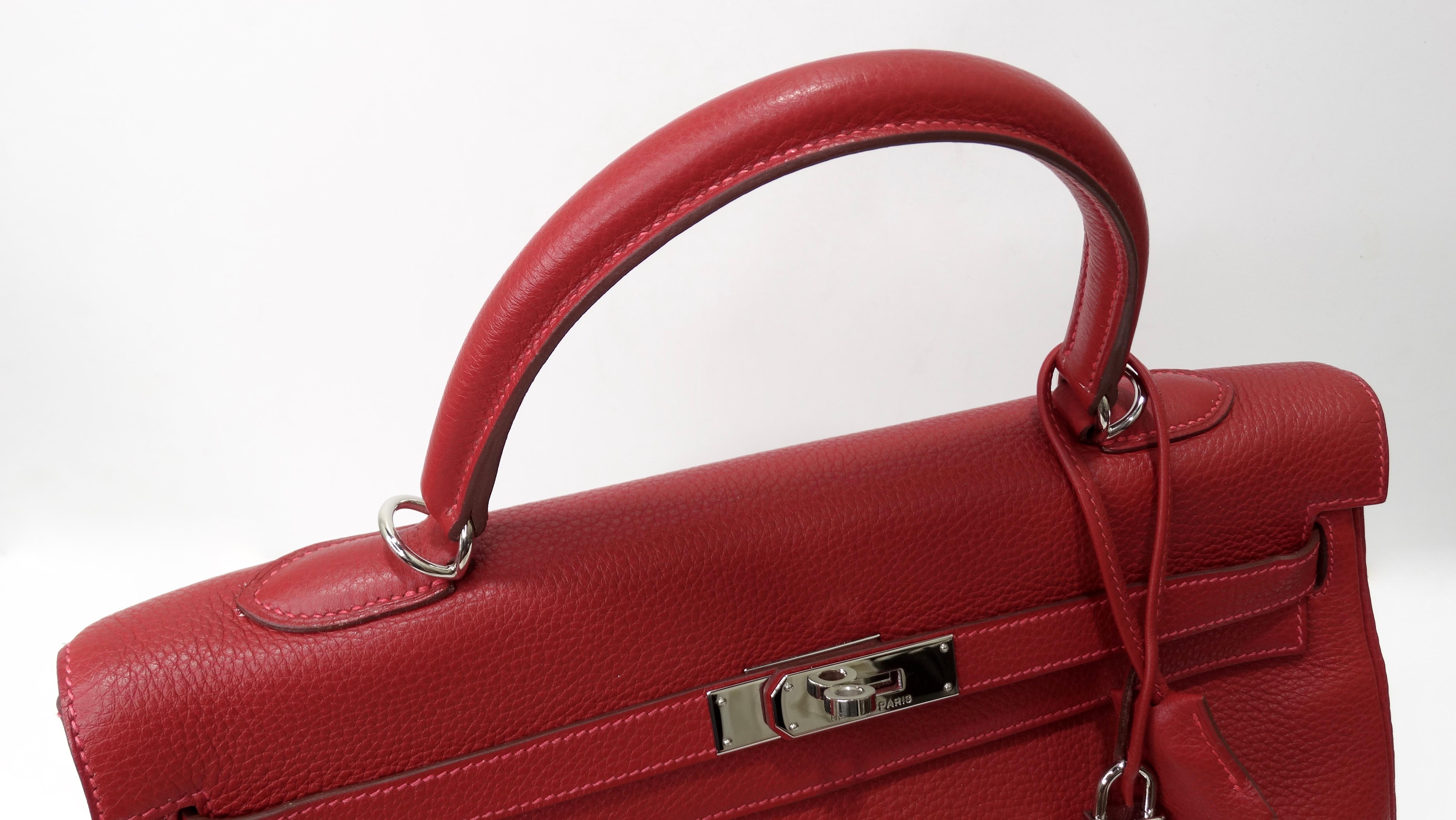 Red Hermés 2003 Kelly Retourne Rouge 35cm Hermes Togo Leather 