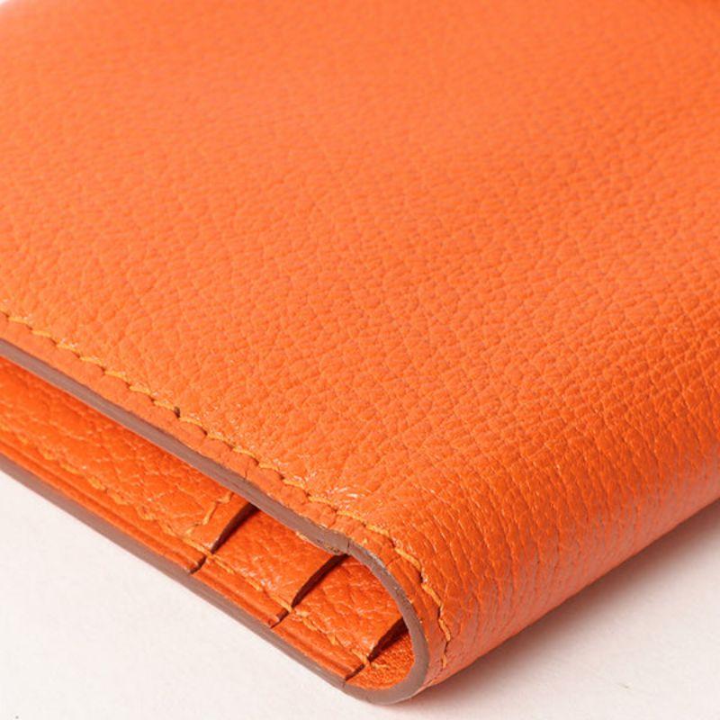 Hermes 2003 Made Bearn Classic Orange Wallet 4