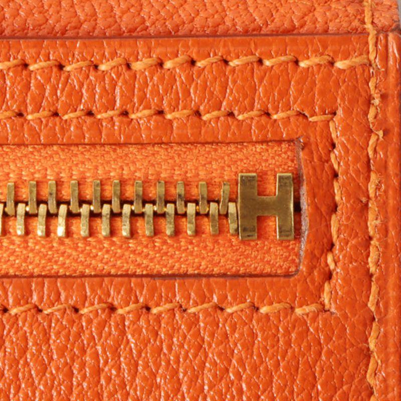 Hermes 2003 Made Bearn Classic Orange Wallet 9