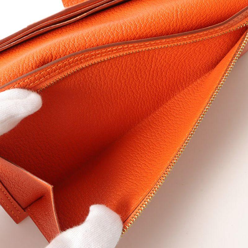 Hermes 2003 Made Bearn Classic Orange Wallet 10