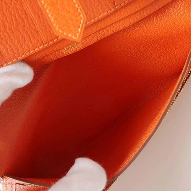 Hermes 2003 Made Bearn Classic Orange Wallet 11