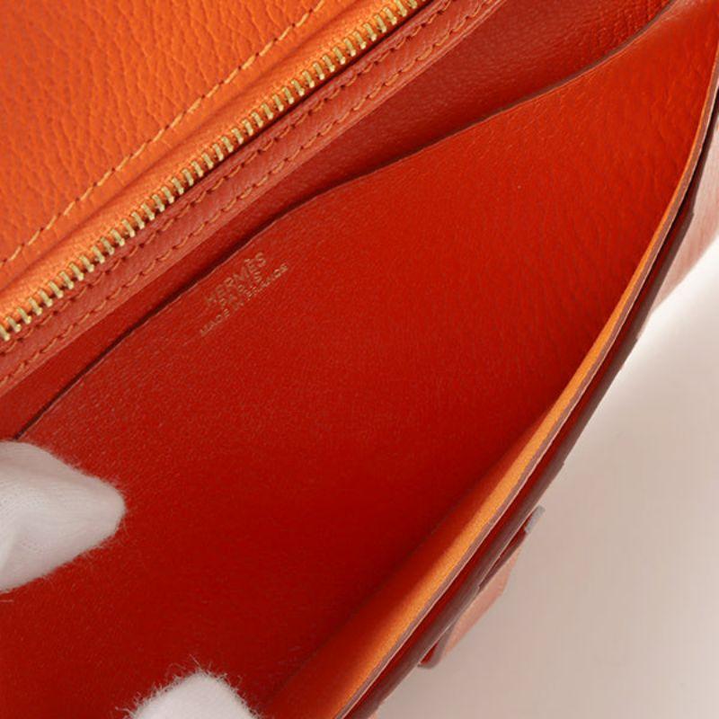 Hermes 2003 Made Bearn Classic Orange Wallet 13