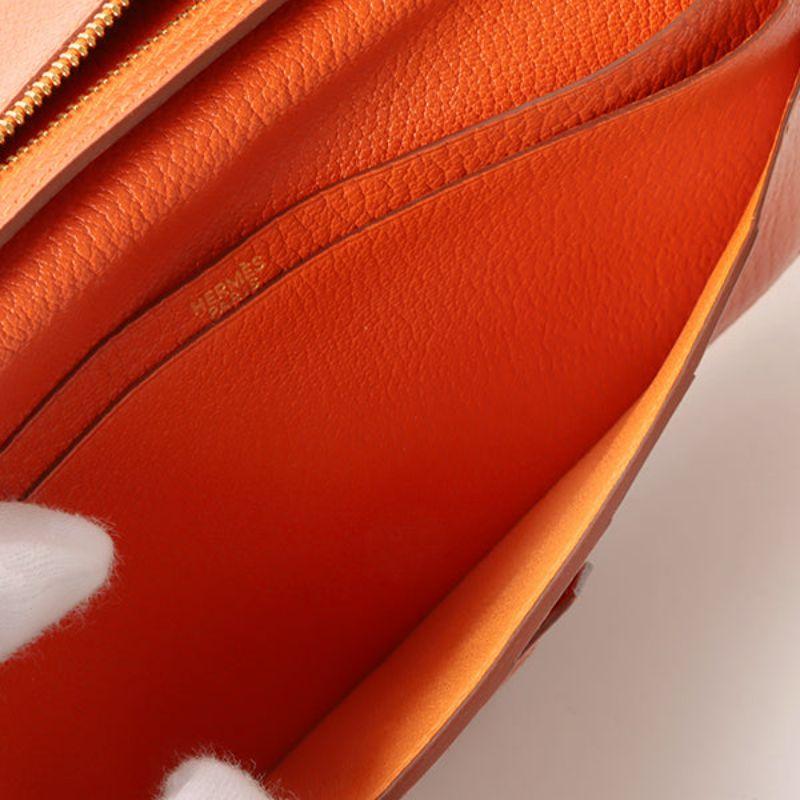 Hermes 2003 Made Bearn Classic Orange Wallet 14