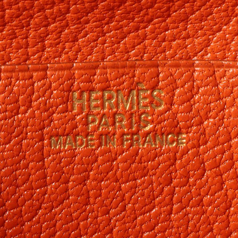 Hermes 2003 Made Bearn Classic Orange Wallet 1