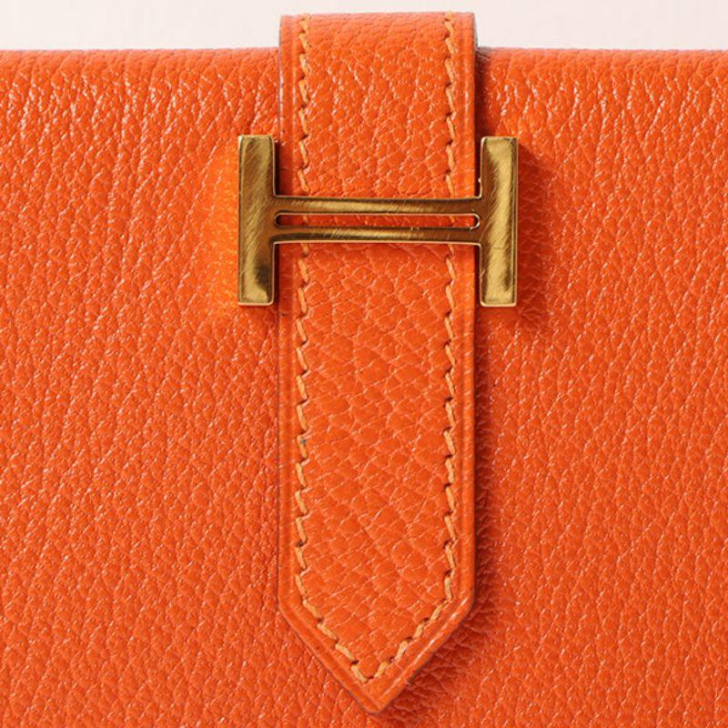 Hermes 2003 Made Bearn Classic Orange Wallet 3