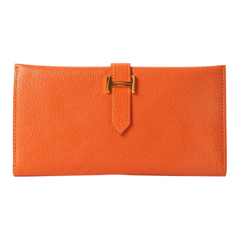 Hermes 2003 Made Bearn Classic Orange Wallet