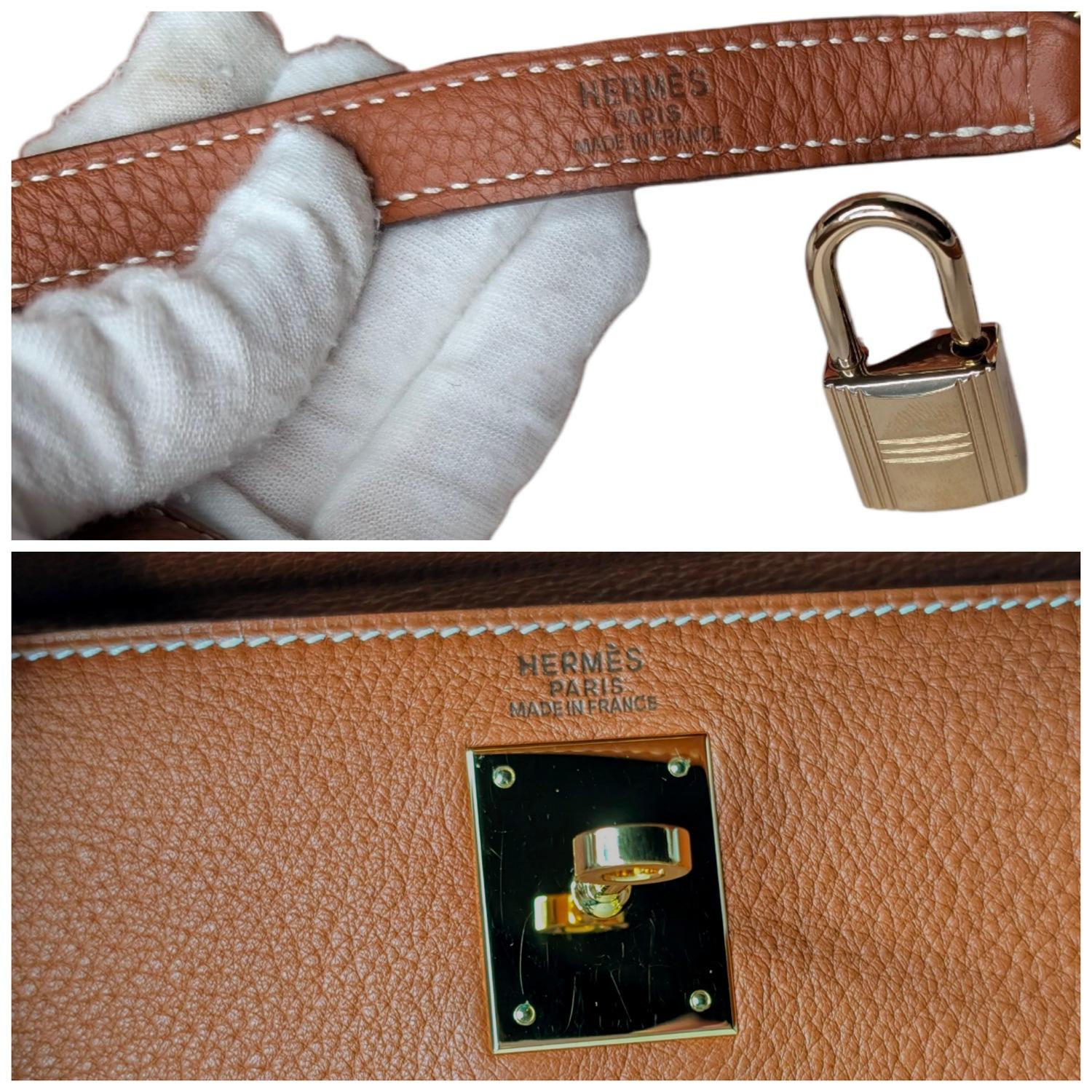 Hermès 2004 Or Taurillion Clemence Kelly Retourne 28 Cartable en vente 5