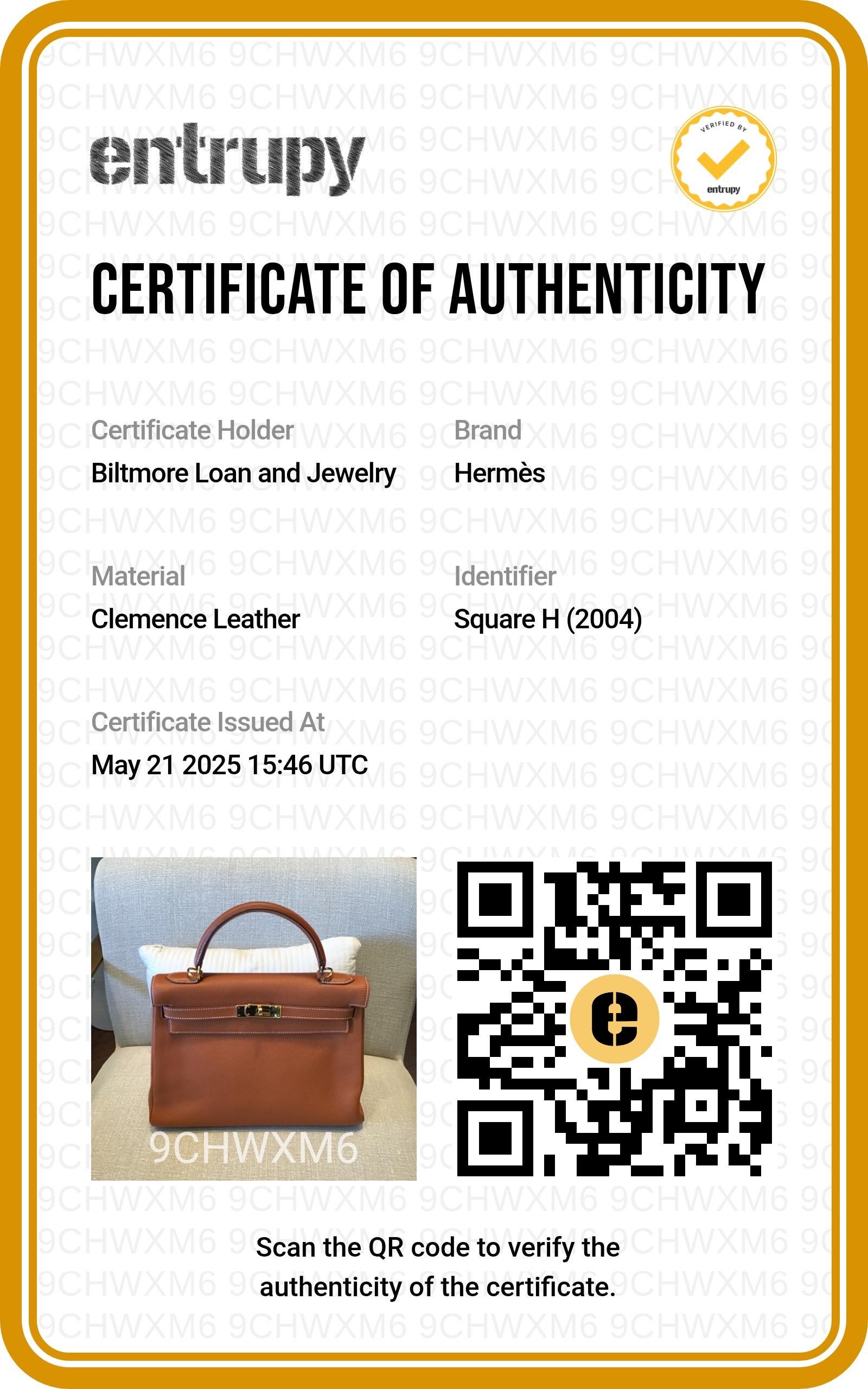 Hermès 2004 Or Taurillion Clemence Kelly Retourne 28 Cartable en vente 8