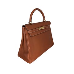 Hermès 2004 Gold Taurillion Clemence Kelly Retourne 28 Satchel