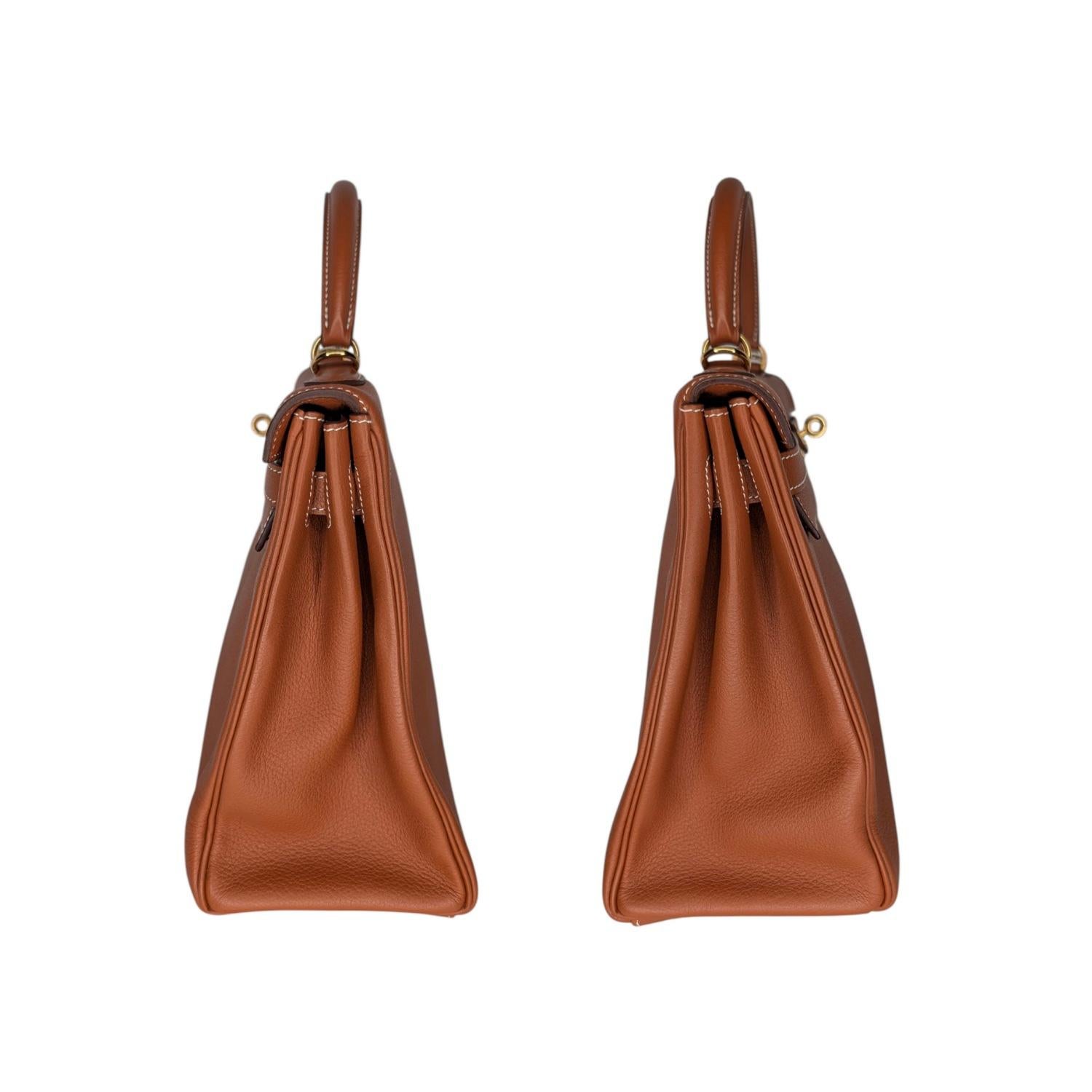 Marron Hermès 2004 Or Taurillion Clemence Kelly Retourne 28 Cartable en vente